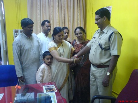 HJS lady members tied Rakhi to Dy SP Semy Tavaris